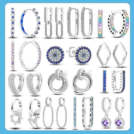 1 Paar Creolen aus 925 Sterling Silber Ohrringe Zirkonia Ohrstecker NEU