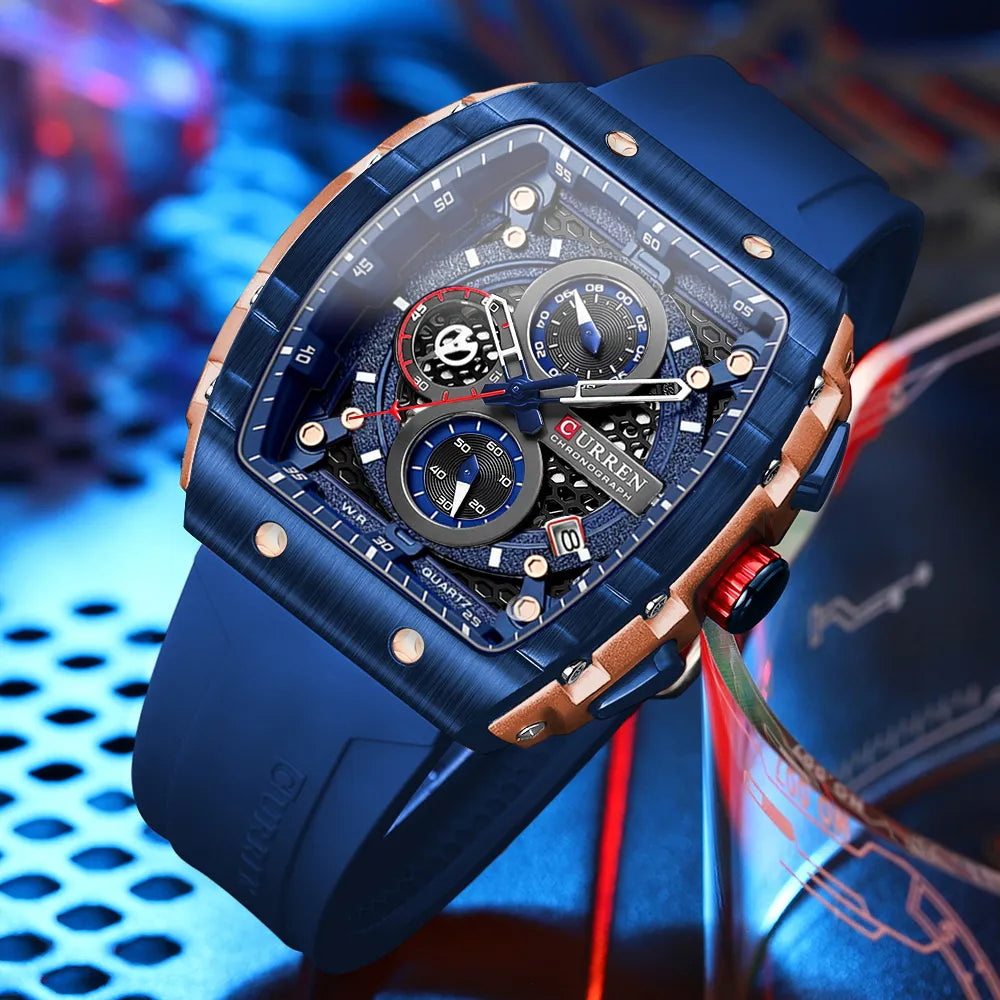 Herren Armbanduhr Silber Schwarz Edelstahl Quarzuhr Luxus Chronograph Business