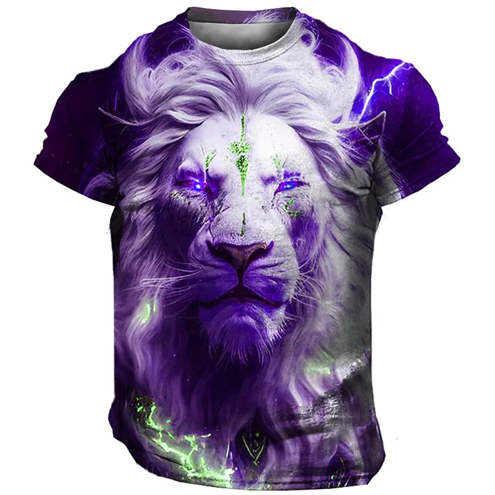 Herren T-Shirt Löwen 3D Shirt Rundhals Streetwear Lions Tank Top Polo Hemd