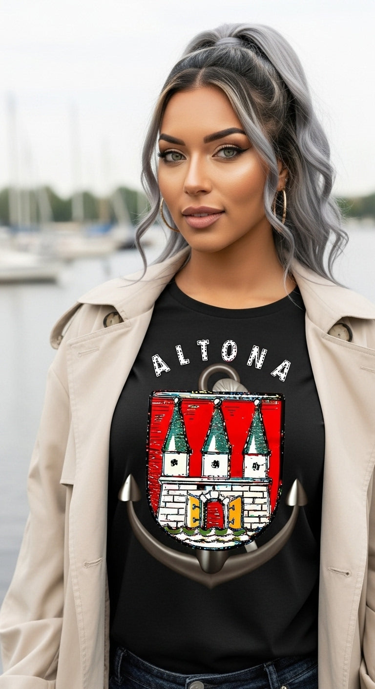 Damen Sommer Top Altona T-Shirt Rundhals Streetwear lockeres Damentop Bluse Hemd