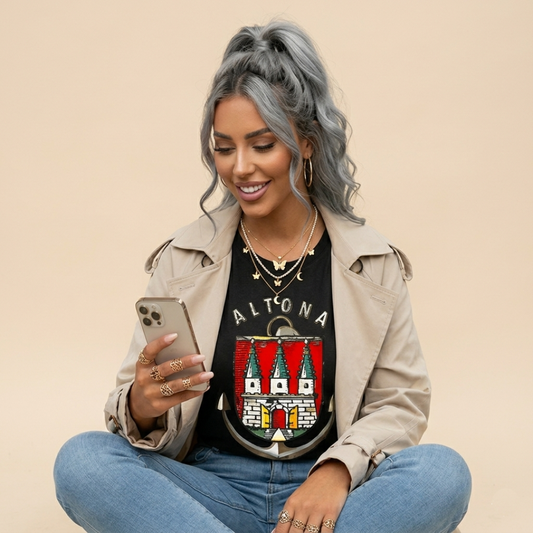 Damen Sommer Top Altona T-Shirt Rundhals Streetwear lockeres Damentop Bluse Hemd  - Damenshirt