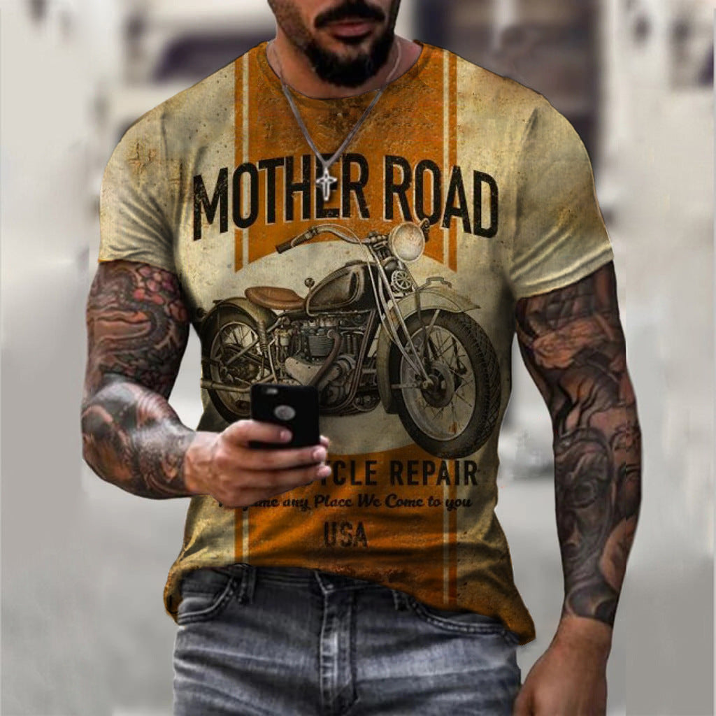 Herren Fashion Vintage 3D T-Shirt Rundhals Unisex Sommer Streetwear