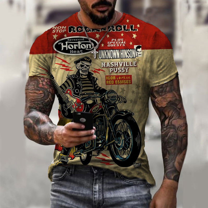 Herren Fashion Vintage 3D T-Shirt Rundhals Unisex Sommer Streetwear