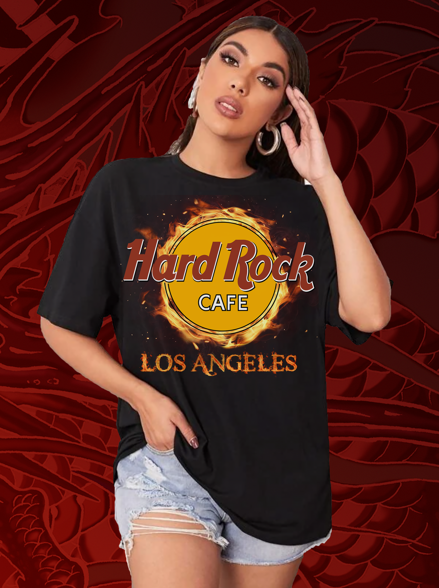 Frauen Fashion Hard Rock Cafe 3D T-Shirt Rundhals Unisex Sommer Streetwear