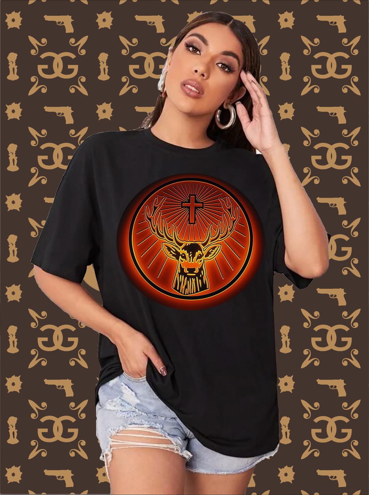 Damen Sommer Top Jägermeister T-Shirt Rundhals Streetwear lockeres Damentop