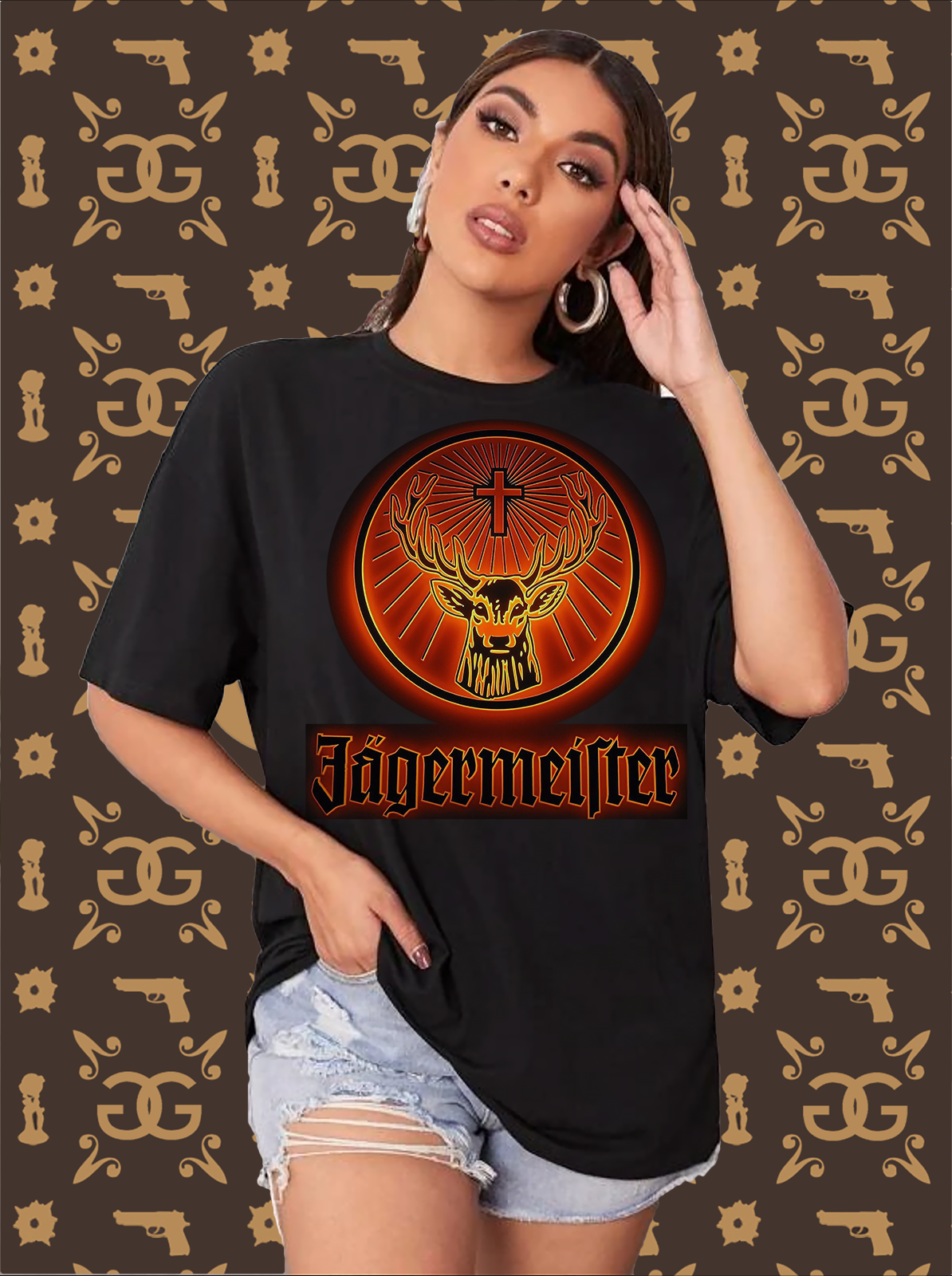 Frauen Sommer Top Jägermeister T-Shirt Rundhals Streetwear lockeres Damentop