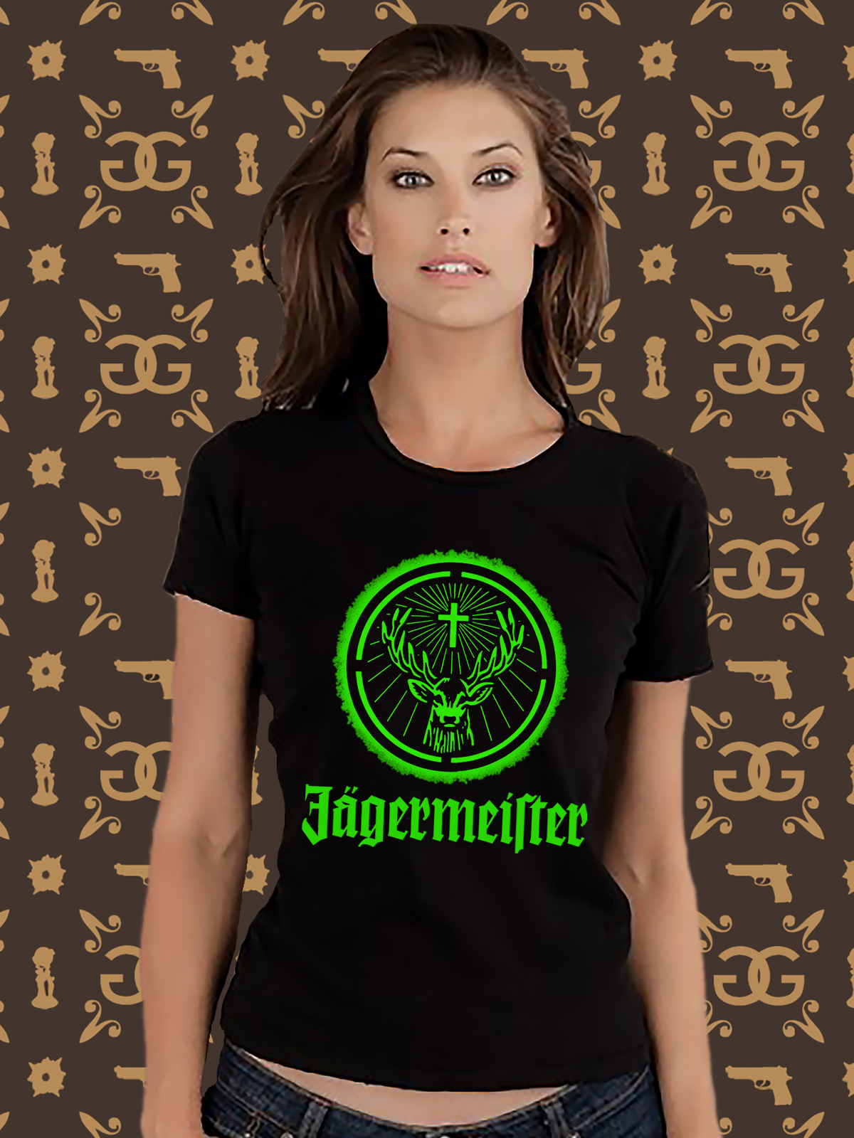 Frauen Sommer Top Jägermeister T-Shirt Rundhals Streetwear lockeres Damentop