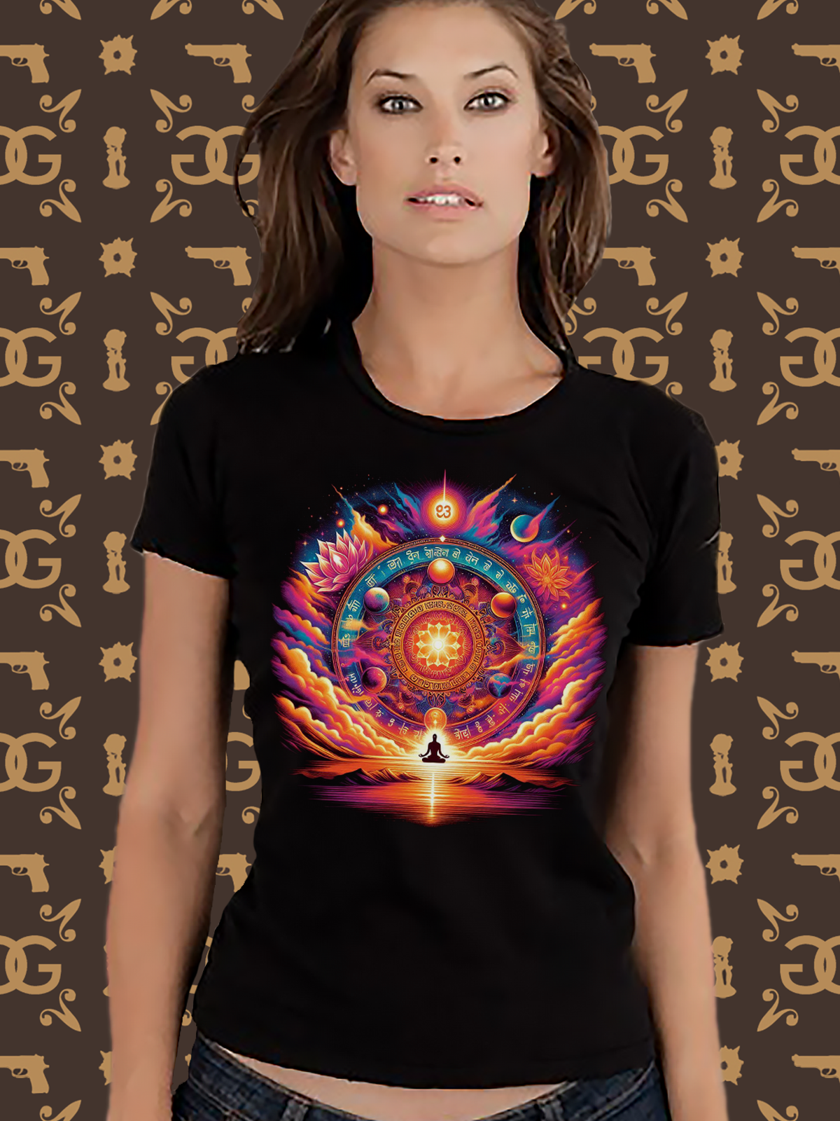 Damen Sommer Top Spirituelles Yoga T-Shirt Rundhals Streetwear lockeres Damentop