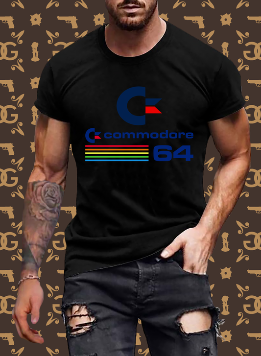 Fashion Herren Gaming Top Commodore T-Shirt Retro Streetwear 100 % Baumwolle