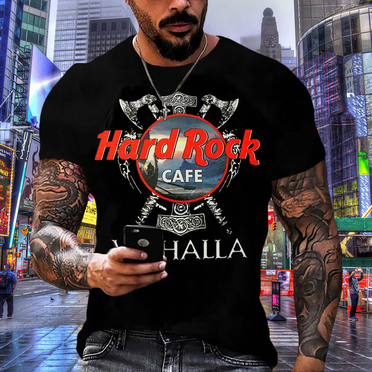 Herren Fashion Valhalla 3D T-Shirt Rundhals Unisex Sommer Streetwear
