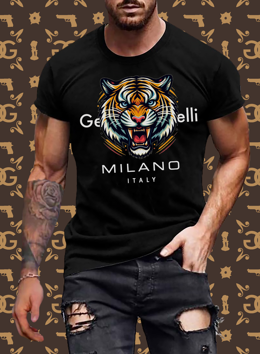 Männer T-Shirt Rundhals Unisex Tiger Sommer Streetwear Tank Top 100% Baumwolle