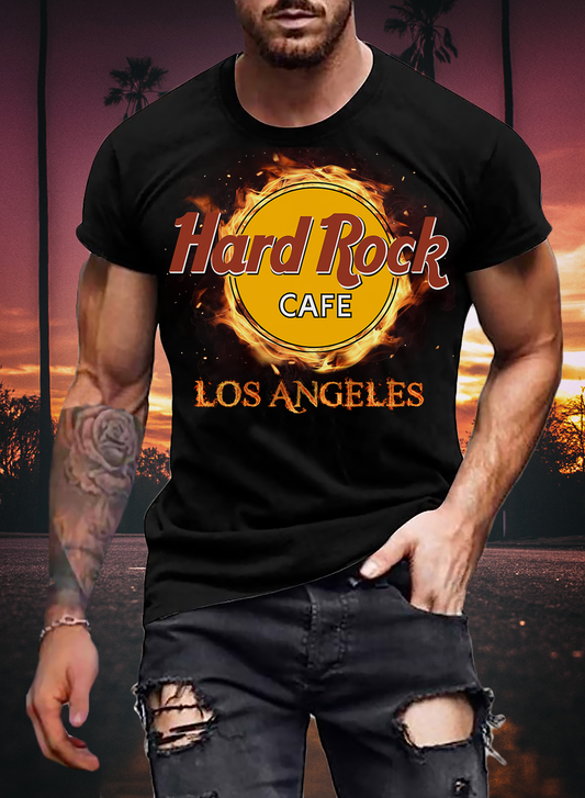 Herren Fashion Los Angeles 3D T-Shirt Rundhals Unisex Sommer Streetwear