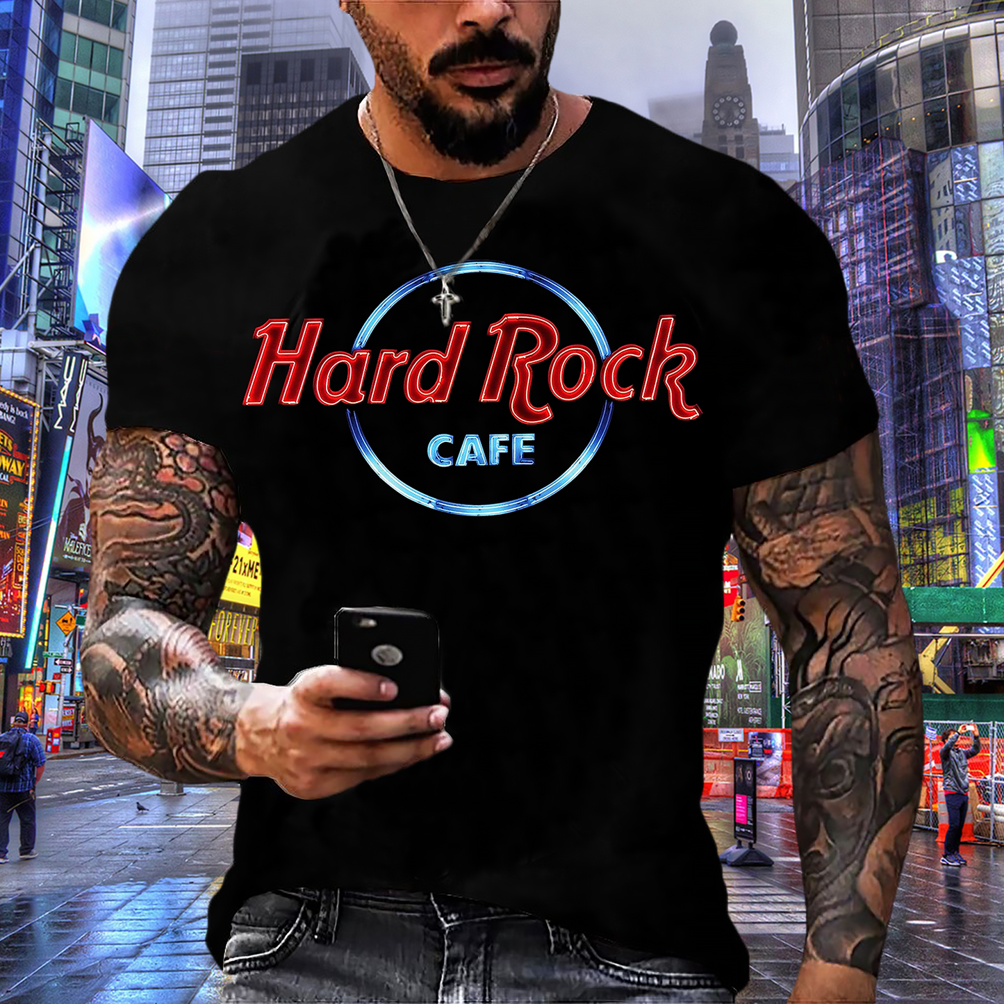 Männer Fashion Heavy Metal 3D T-Shirt Rundhals Unisex Sommer Streetwear