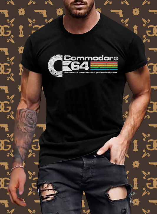 Fashion Herren Gaming Top Commodore T-Shirt Retro Streetwear 100 % Baumwolle