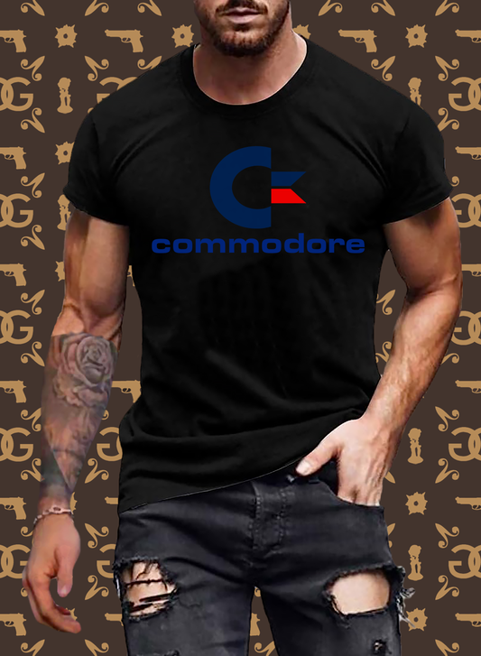 Fashion Herren Gaming Top Commodore T-Shirt Retro Streetwear 100 % Baumwolle