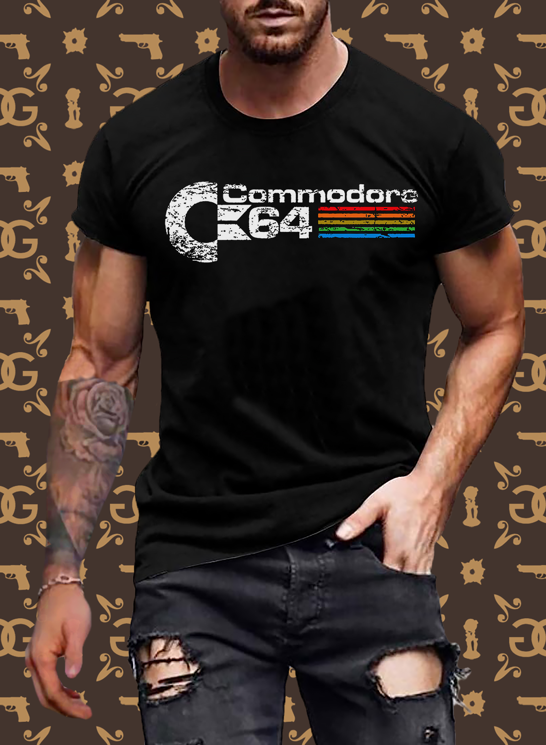 Fashion Herren Gaming Top Commodore T-Shirt Retro Streetwear 100 % Baumwolle
