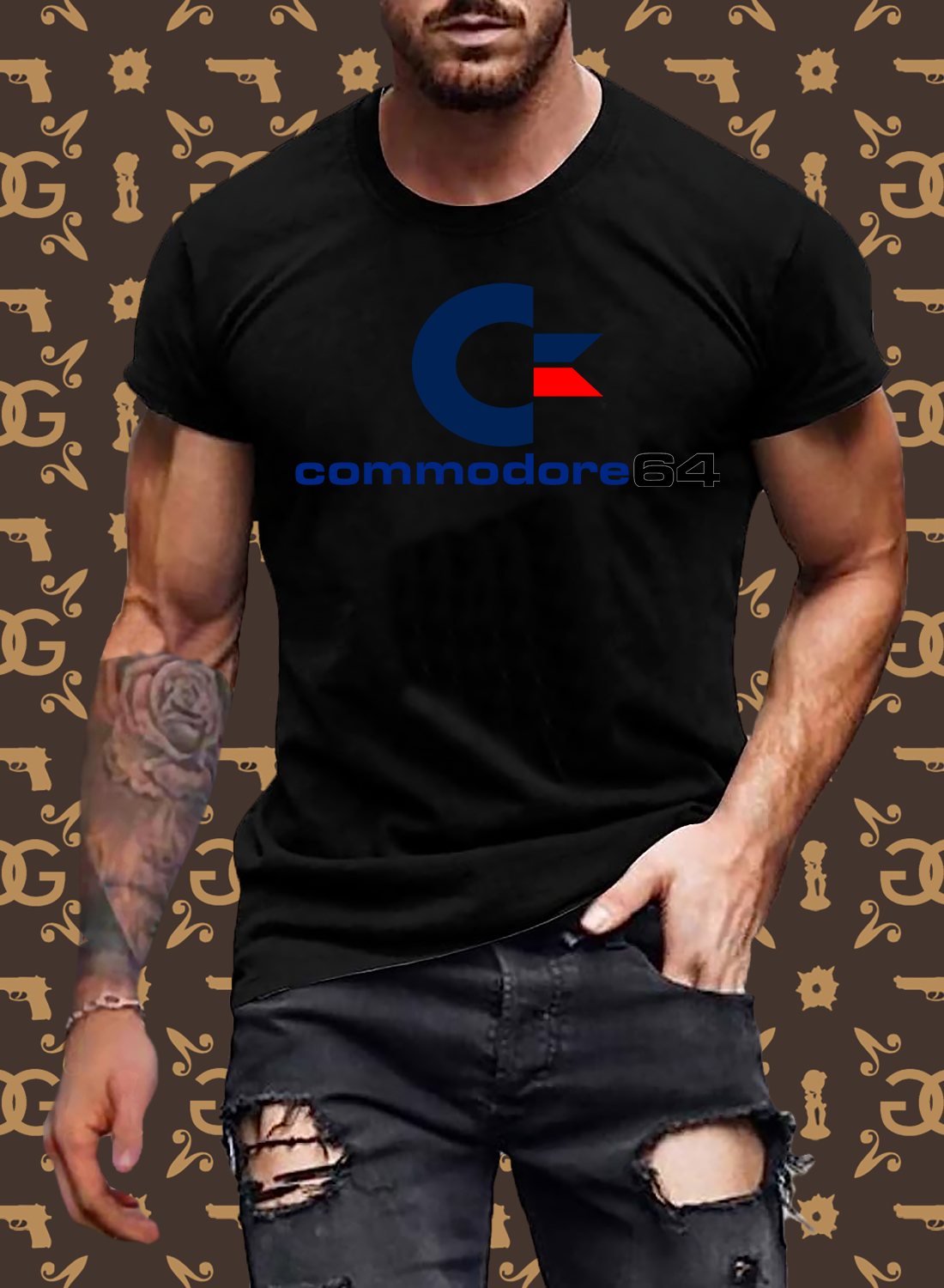 Fashion Herren Gaming Top Commodore T-Shirt Retro Streetwear 100 % Baumwolle