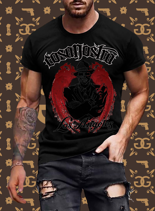 Herren COSA NOSTRA T-Shirt Rundhals Unisex Streetwear 100% Baumwolle