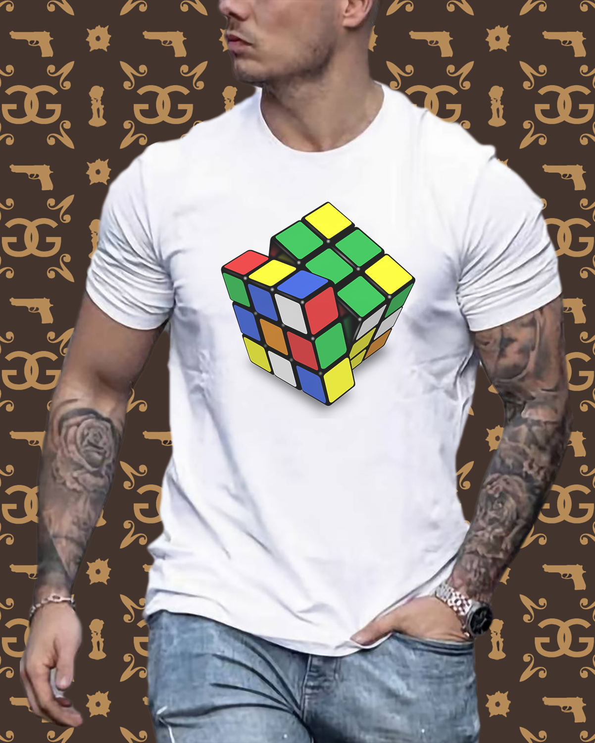 Herren nerdiges Cube T-Shirt Rundhals Unisex 100% Baumwolle Nerd Streetwear