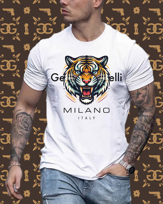 Männer T-Shirt Rundhals Unisex Tiger Sommer Streetwear Tank Top 100% Baumwolle