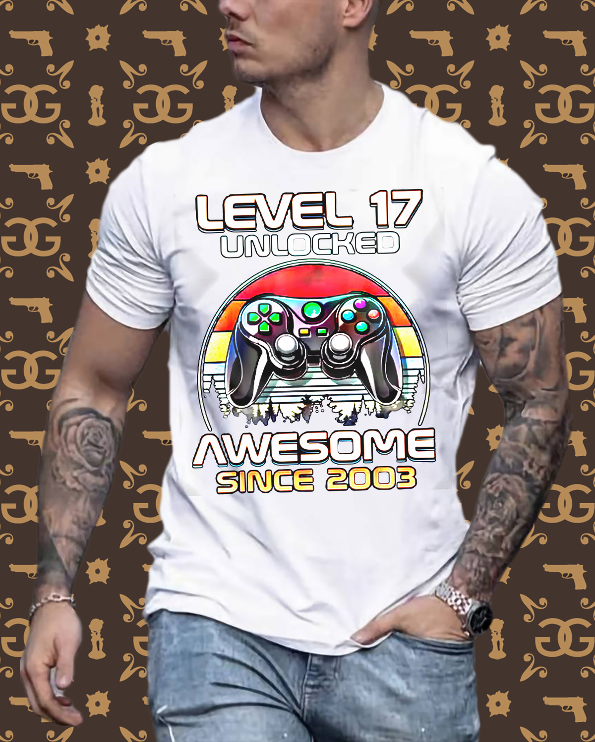 Gamer T-Shirt Top Level 17 Unlocked Fashion Herren Streetwear 100% Baumwolle