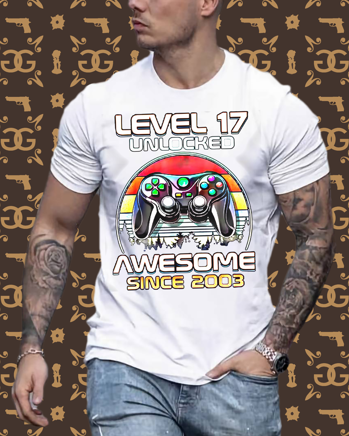 Gamer T-Shirt Top Level 17 Unlocked Fashion Herren Streetwear 100% Baumwolle