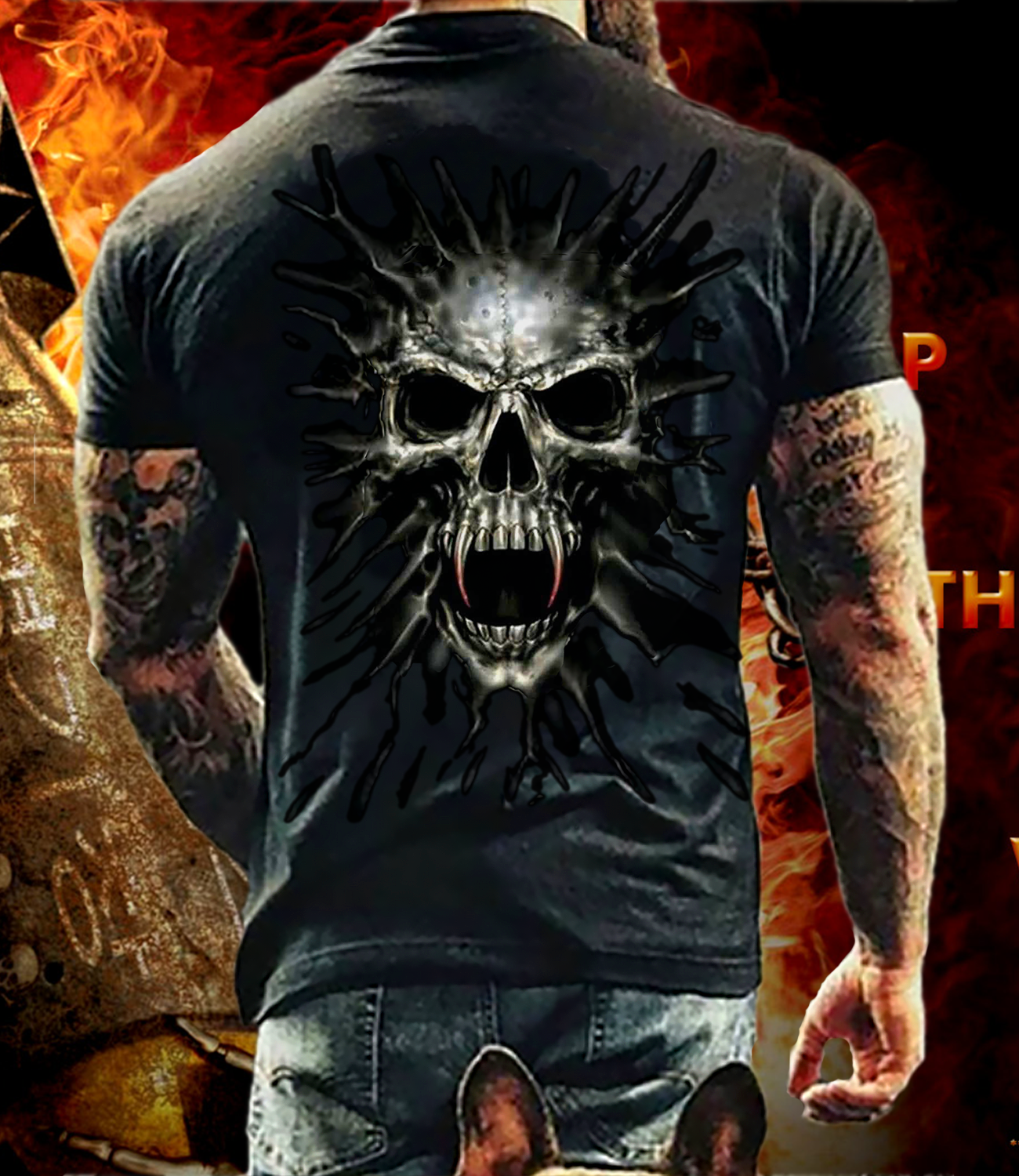 Fashion Herren Horror Skull 3D T-Shirt Rundhals Unisex Sommer Streetwear