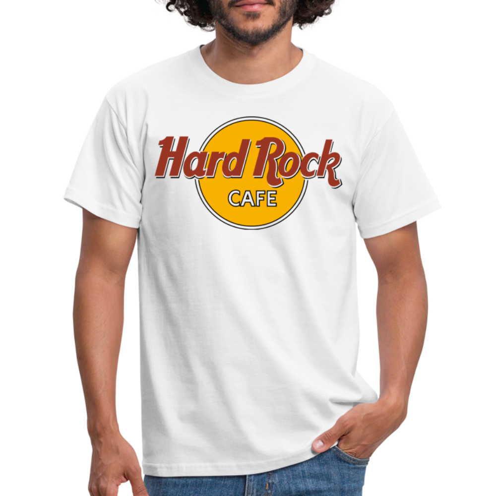 Herren Fashion Hard Rock Cafe T-Shirt Rundhals Unisex 100% Baumwolle Streetwear - weiß