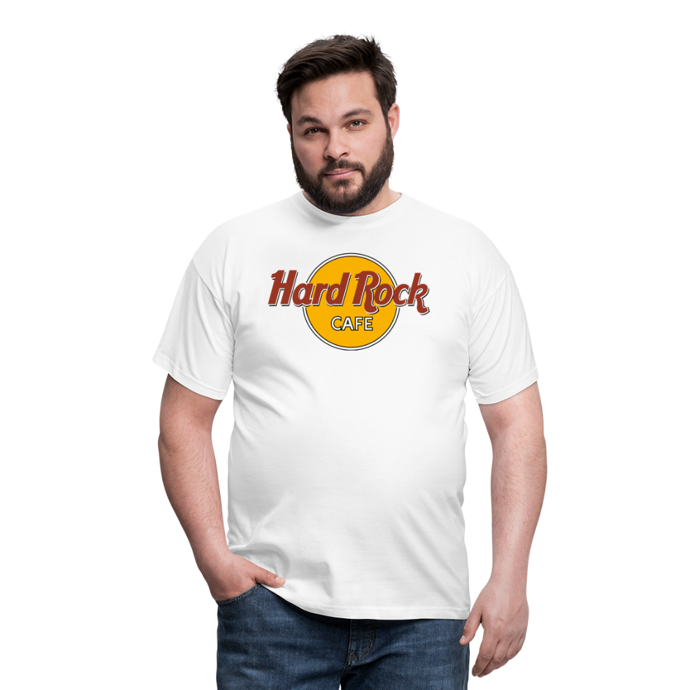 Herren Fashion Hard Rock Cafe T-Shirt Rundhals Unisex 100% Baumwolle Streetwear - weiß