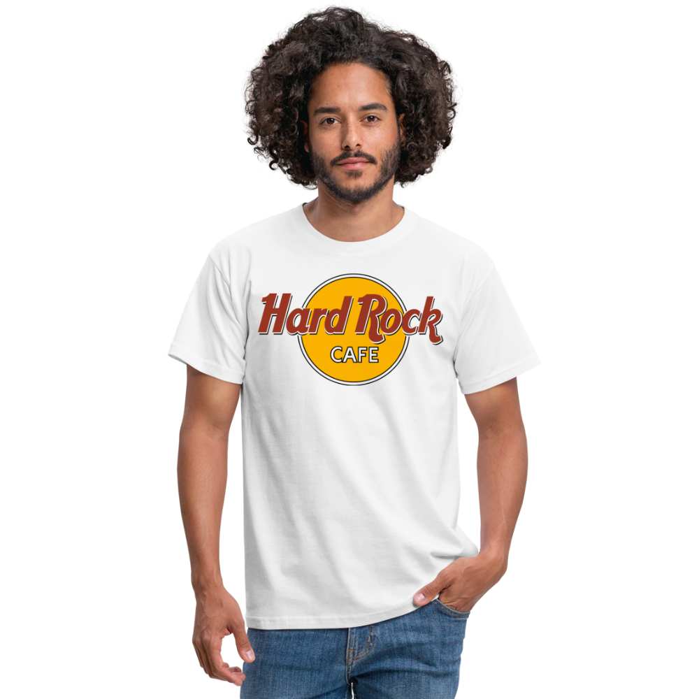 Herren Fashion Hard Rock Cafe T-Shirt Rundhals Unisex 100% Baumwolle Streetwear - weiß
