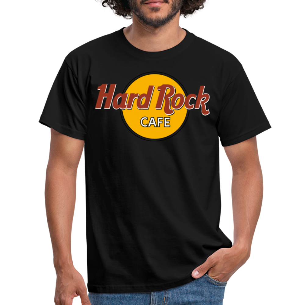 Herren Fashion Hard Rock Cafe T-Shirt Rundhals Unisex 100% Baumwolle Streetwear - Schwarz