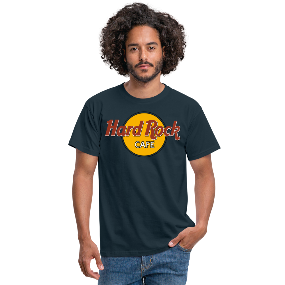 Herren Fashion Hard Rock Cafe T-Shirt Rundhals Unisex 100% Baumwolle Streetwear - Navy