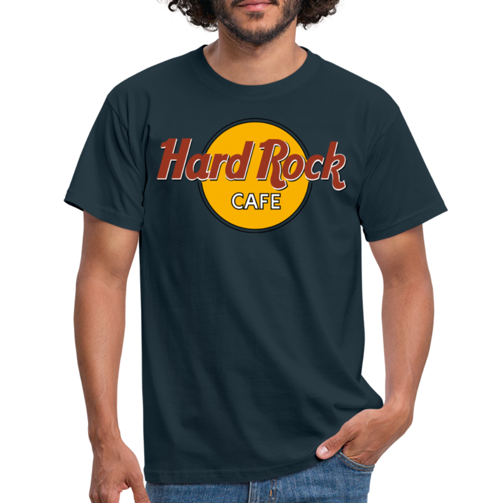 Herren Fashion Hard Rock Cafe T-Shirt Rundhals Unisex 100% Baumwolle Streetwear - Navy