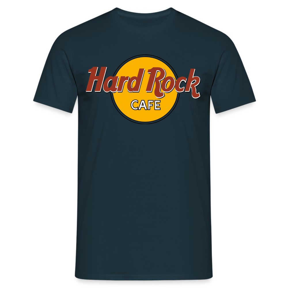 Herren Fashion Hard Rock Cafe T-Shirt Rundhals Unisex 100% Baumwolle Streetwear - Navy