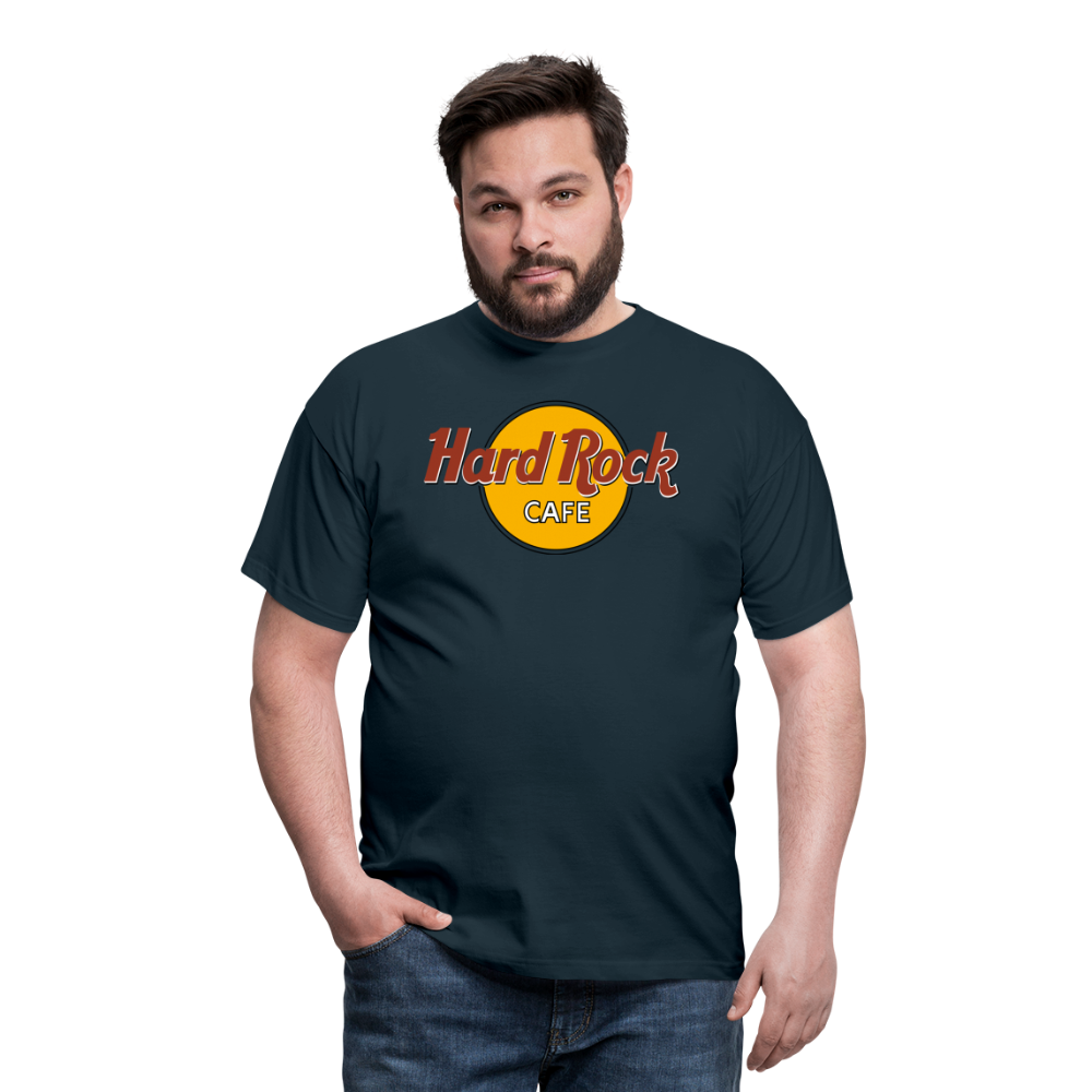Herren Fashion Hard Rock Cafe T-Shirt Rundhals Unisex 100% Baumwolle Streetwear - Navy