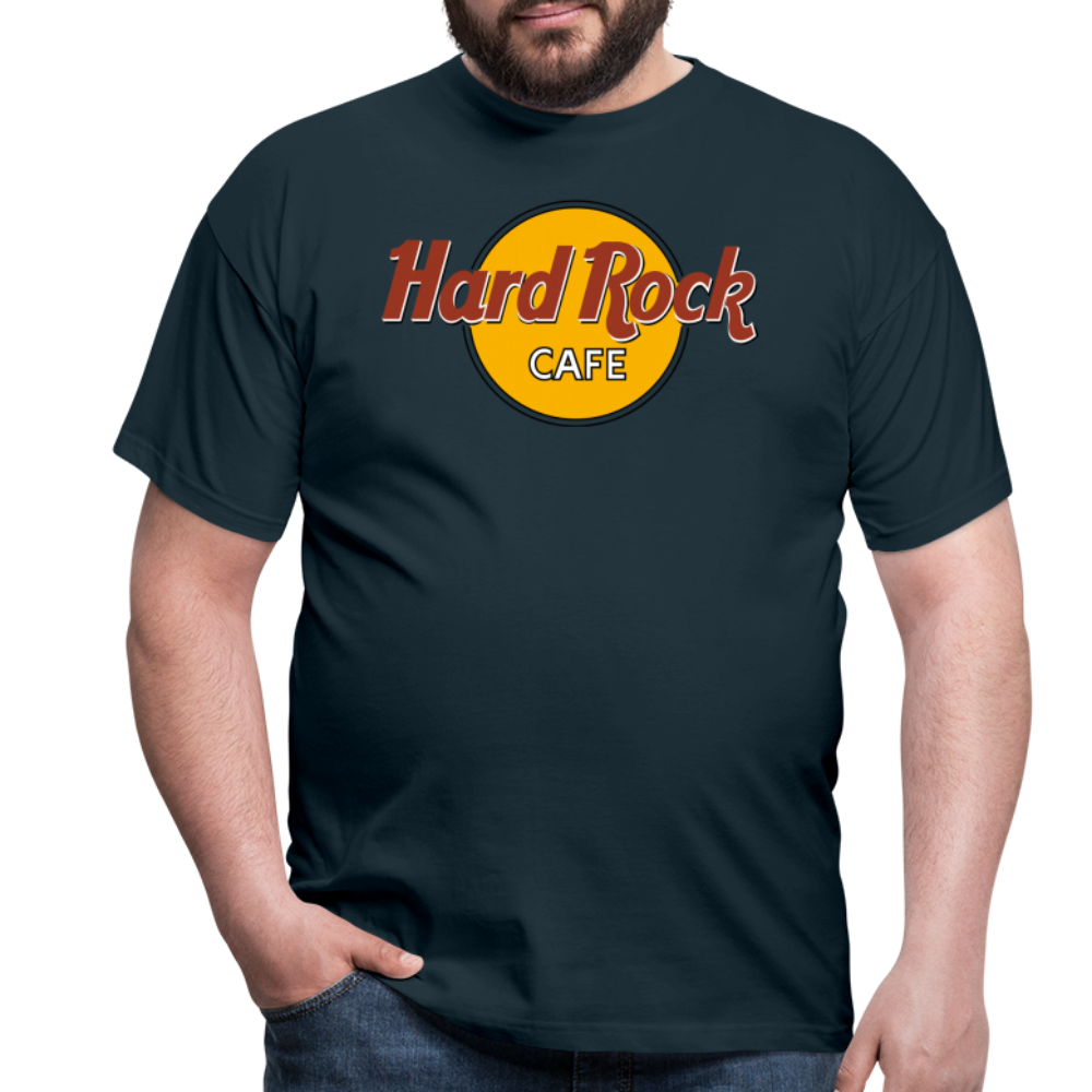 Herren Fashion Hard Rock Cafe T-Shirt Rundhals Unisex 100% Baumwolle Streetwear - Navy