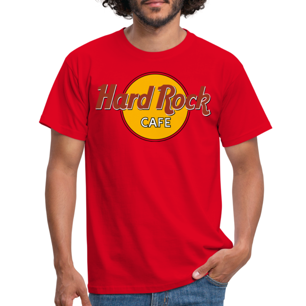 Herren Fashion Hard Rock Cafe T-Shirt Rundhals Unisex 100% Baumwolle Streetwear - Rot