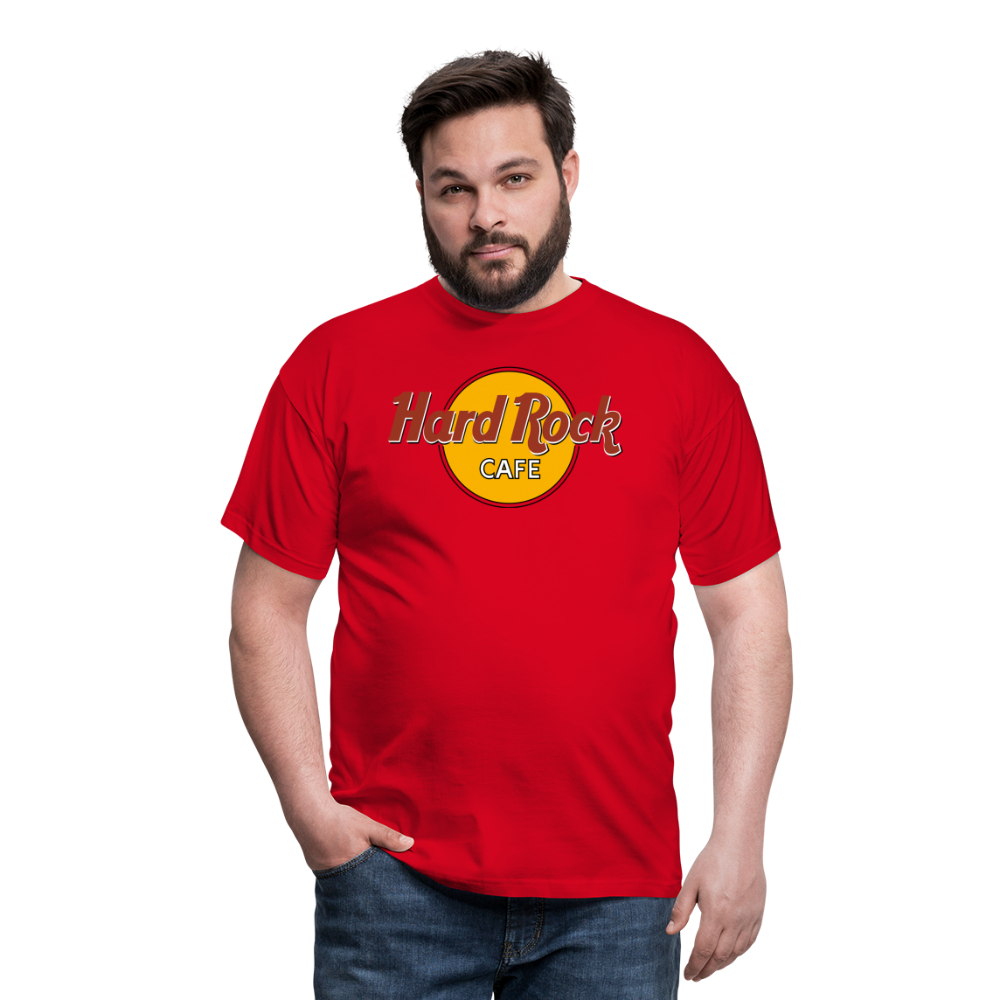 Herren Fashion Hard Rock Cafe T-Shirt Rundhals Unisex 100% Baumwolle Streetwear - Rot