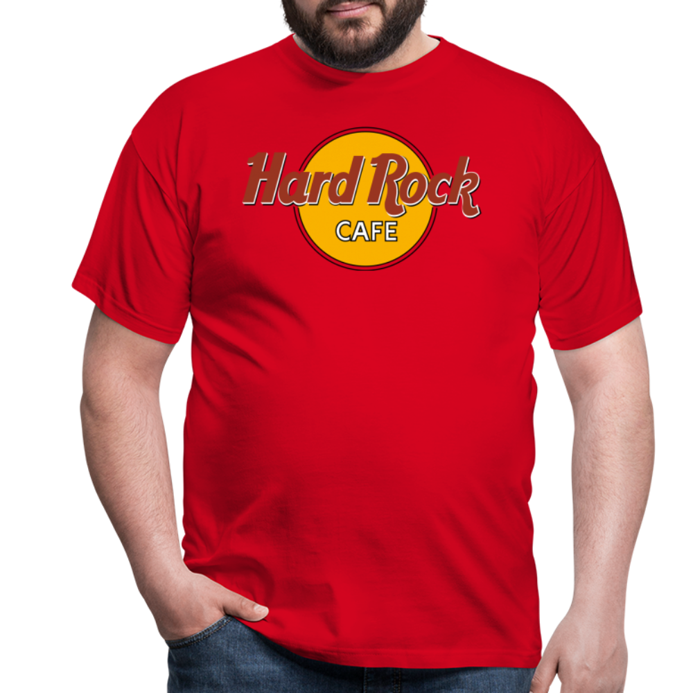 Herren Fashion Hard Rock Cafe T-Shirt Rundhals Unisex 100% Baumwolle Streetwear - Rot