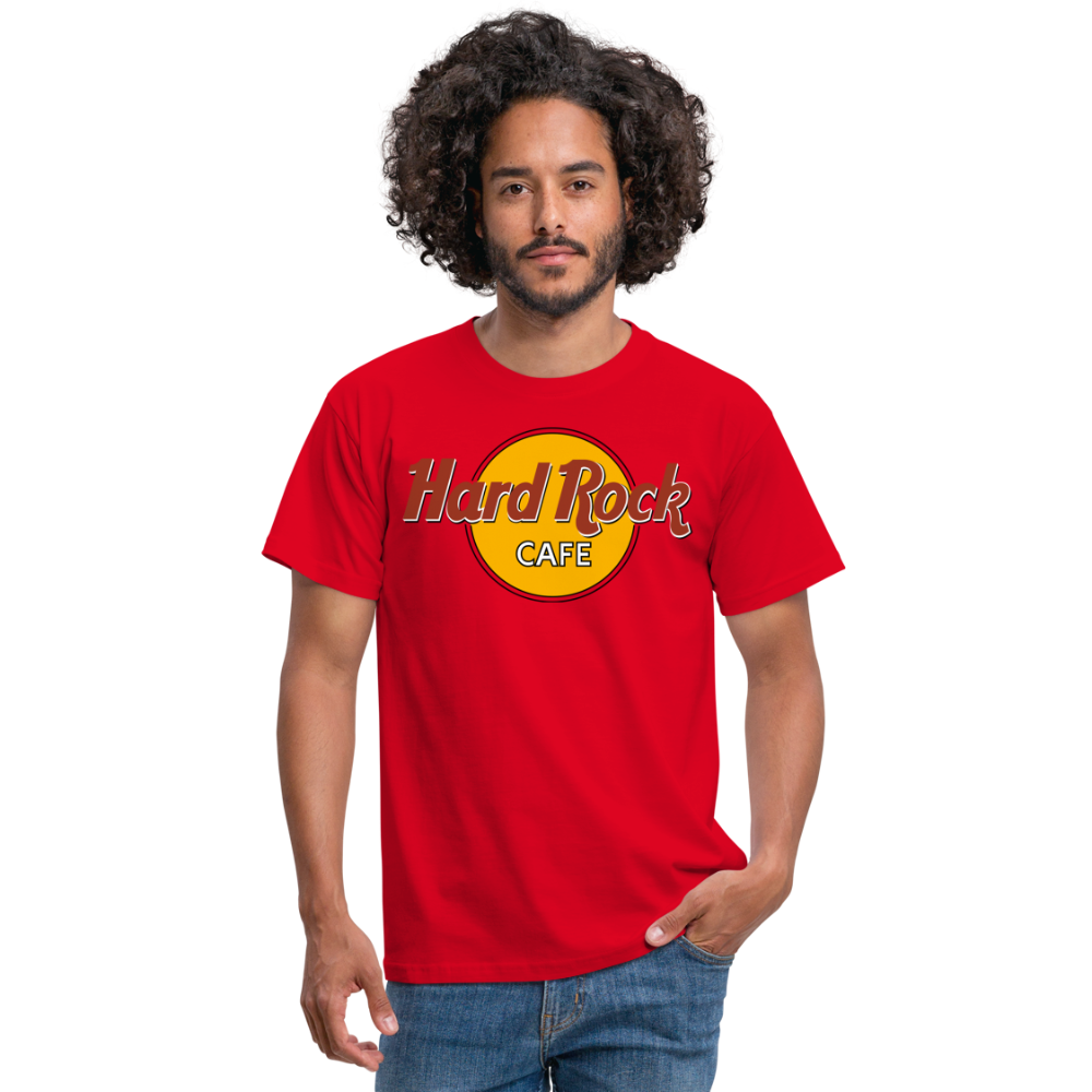 Herren Fashion Hard Rock Cafe T-Shirt Rundhals Unisex 100% Baumwolle Streetwear - Rot