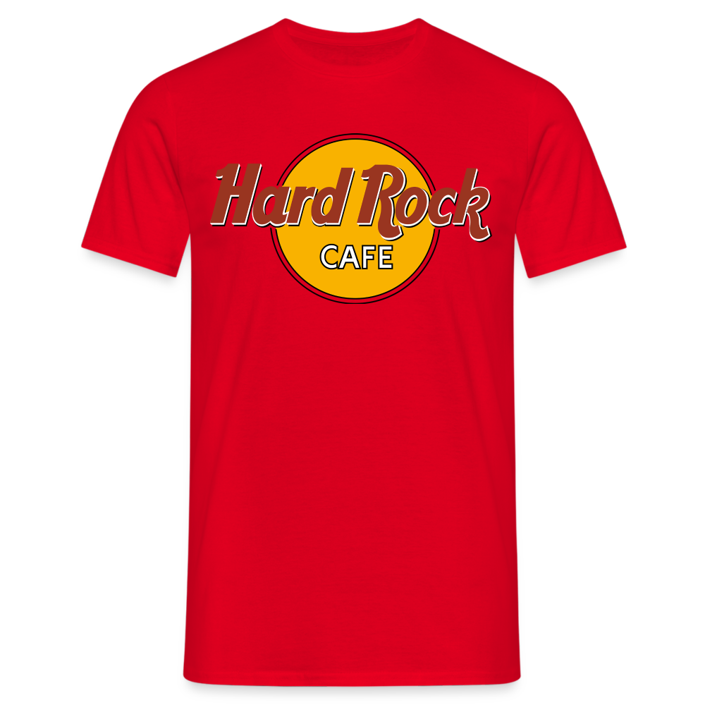 Herren Fashion Hard Rock Cafe T-Shirt Rundhals Unisex 100% Baumwolle Streetwear - Rot