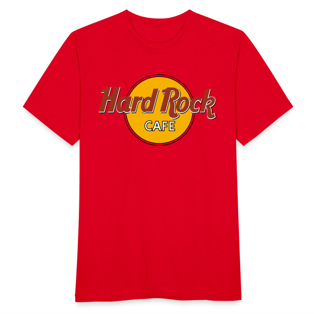 Herren Fashion Hard Rock Cafe T-Shirt Rundhals Unisex 100% Baumwolle Streetwear - Rot