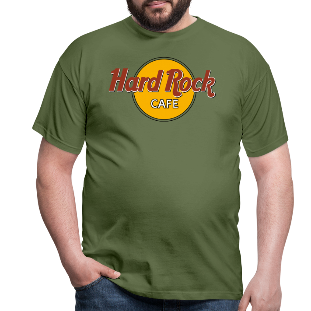 Herren Fashion Hard Rock Cafe T-Shirt Rundhals Unisex 100% Baumwolle Streetwear - Militärgrün
