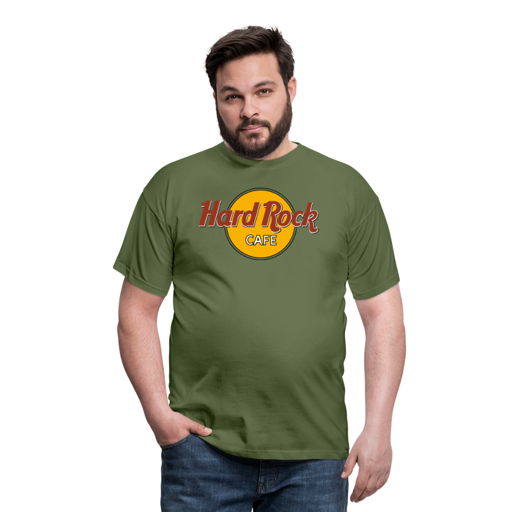 Herren Fashion Hard Rock Cafe T-Shirt Rundhals Unisex 100% Baumwolle Streetwear - Militärgrün