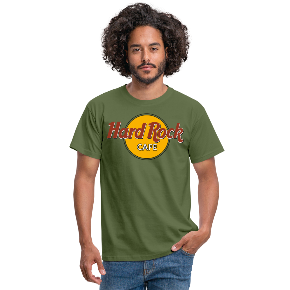 Herren Fashion Hard Rock Cafe T-Shirt Rundhals Unisex 100% Baumwolle Streetwear - Militärgrün