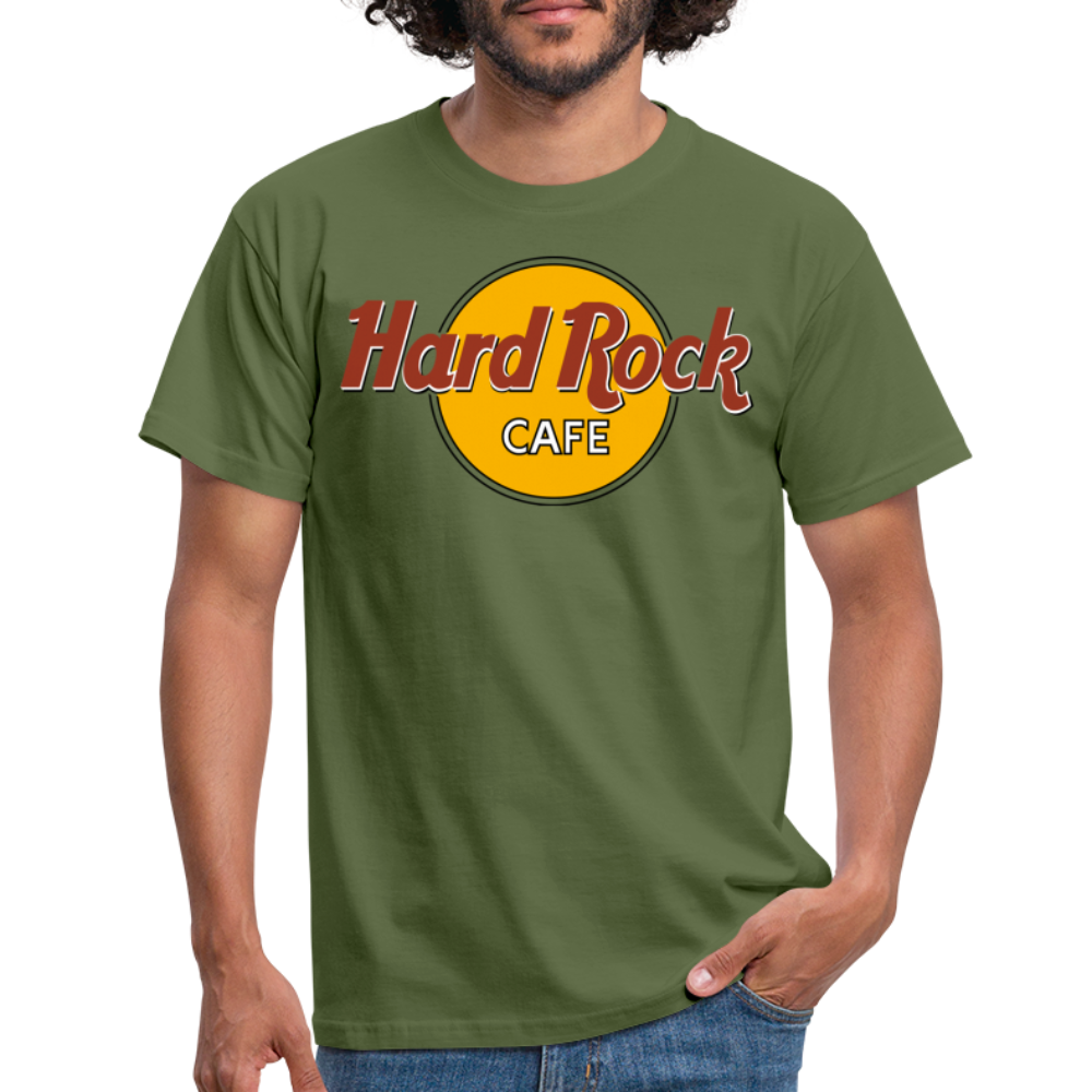 Herren Fashion Hard Rock Cafe T-Shirt Rundhals Unisex 100% Baumwolle Streetwear - Militärgrün