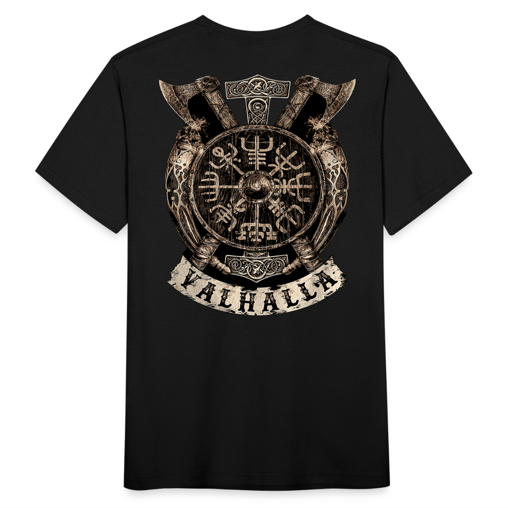 Herren Fashion Vikings Valhalla T-Shirt Rundhals Unisex 100% Baumwolle Streetwear - Schwarz