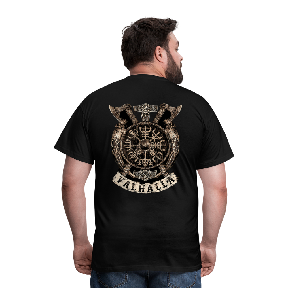 Herren Fashion Vikings Valhalla T-Shirt Rundhals Unisex 100% Baumwolle Streetwear - Schwarz