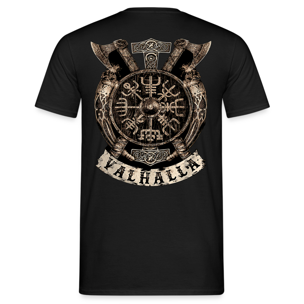 Herren Fashion Vikings Valhalla T-Shirt Rundhals Unisex 100% Baumwolle Streetwear - Schwarz
