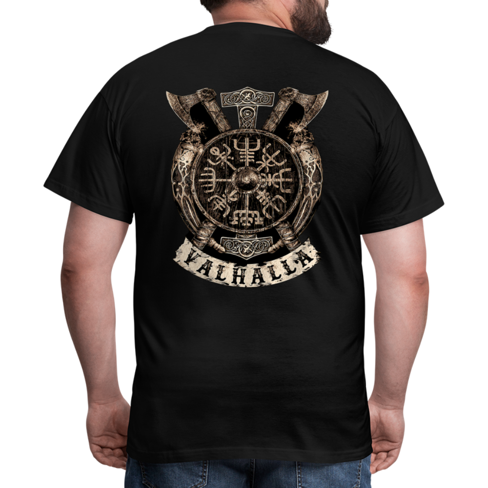 Herren Fashion Vikings Valhalla T-Shirt Rundhals Unisex 100% Baumwolle Streetwear - Schwarz
